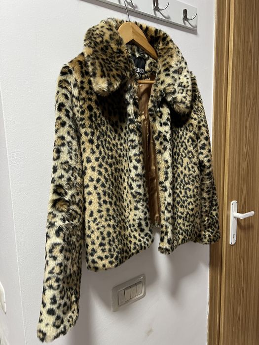 Geaca de blana artificiala leopart Answear marimea S