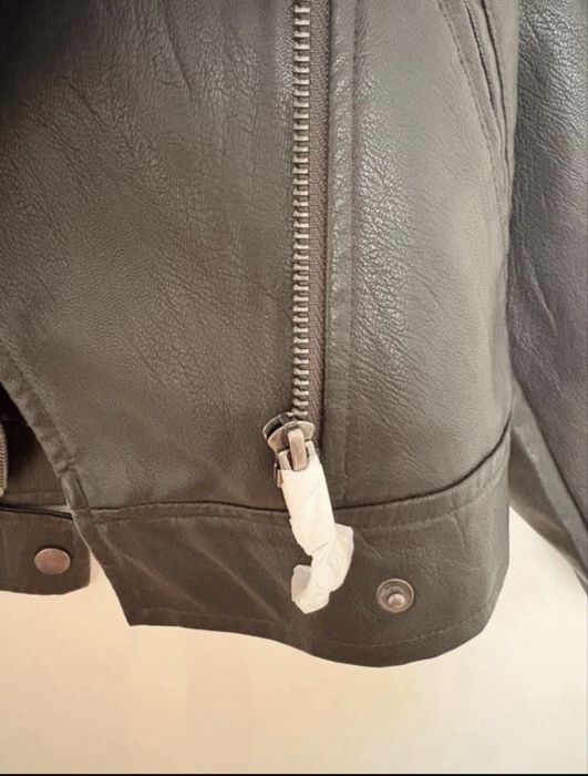 Pepe Jeans London, Jacheta biker de piele ecologica Allure, Negru, 104 cm