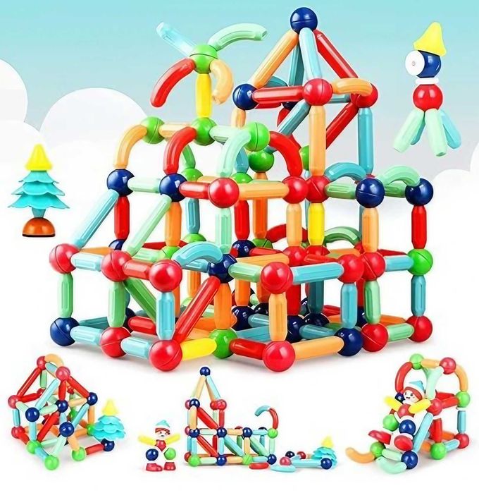 ДВА комплекта магнитни конструктора по 64 бр. всеки (128 бр.) за 35€ лв.