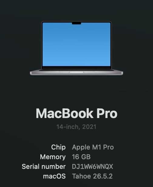 Mackbook M1 Pro  14 inch RAM 16/ SSD 512 GB Sotiladi