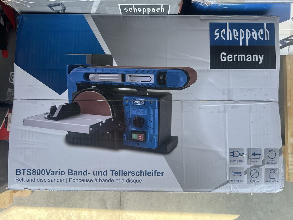 Лентов  Дисков шлайф комбиниран - Scheppach BTS800Vario 400W