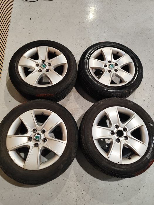 Set jante aliaj Skoda R16 Audi vw Seat 5X112 anvelope vara