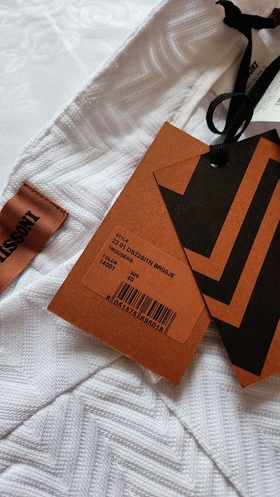Бял панталон Missoni XS/S прав широк крачол ръб висока талия елегантен