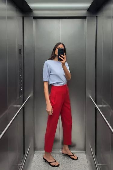 Красные брюки Зара классика