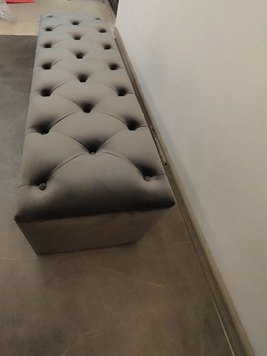 Bancheta, băncuță catifea, lada pentru pat cu spatiu pentru depozitare Gri antracite