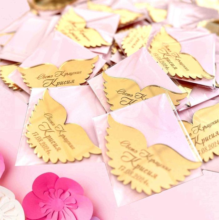 Подаръци за гости за кръщене, Фигурка Ангелче за Кръщене Мече, Криле