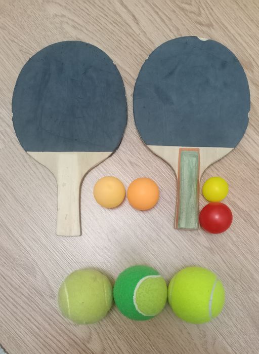 мяч, самокат, теннис