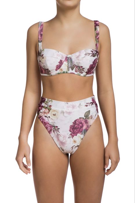 LA VELA бански костюм от две части с висока талия и флорален принт