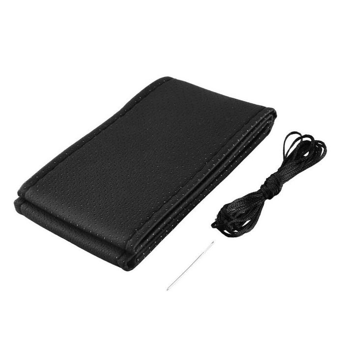 Husa Pentru Volan Piele Perforata Culoare Negru Cusatura Rosie-Negru