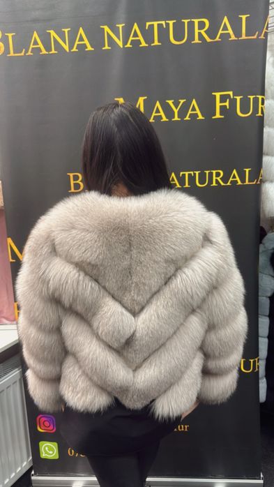 Haina din blana naturala premium, model in V, se face vesta