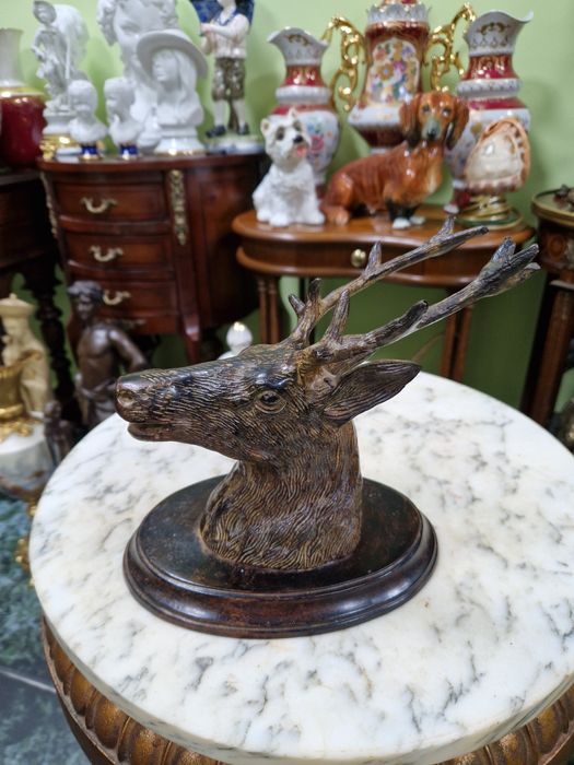 Уникална антикварна френска метална фигура статуетка за стена