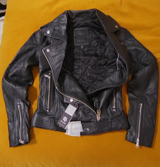 Geaca de piele naturala neagra LADC Paris, masura S