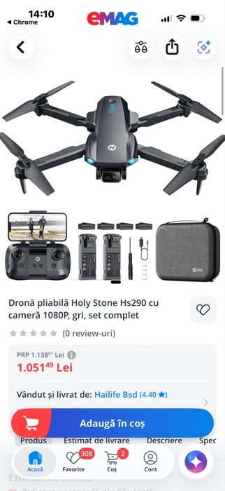 Holy Stone mini dron HS290  cameră 1080p 2 moduri control orbită flip – HS420