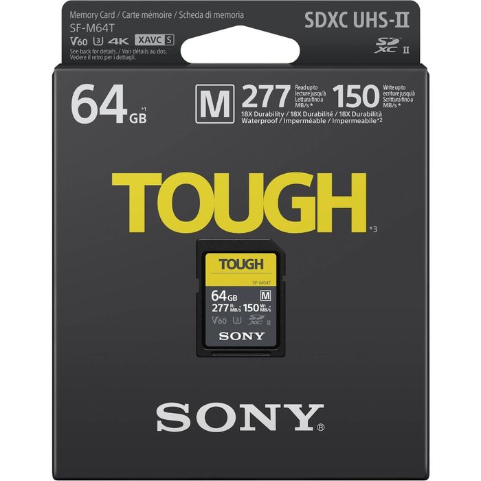 Sony TOUGH-M series SDXC UHS-II Card 64GB, V60, CL10, U3, Max R277MB/S