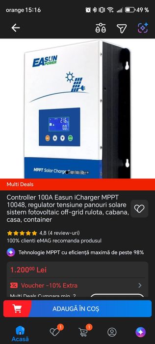 Charger solar MPPT EaSun 12v 24v 36v 48