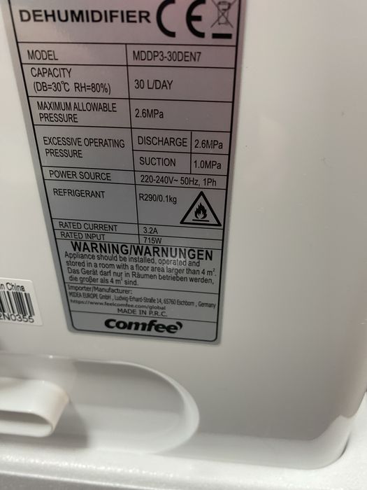 Влагоабсорбатор COMFEE MDDP3-30DEN7