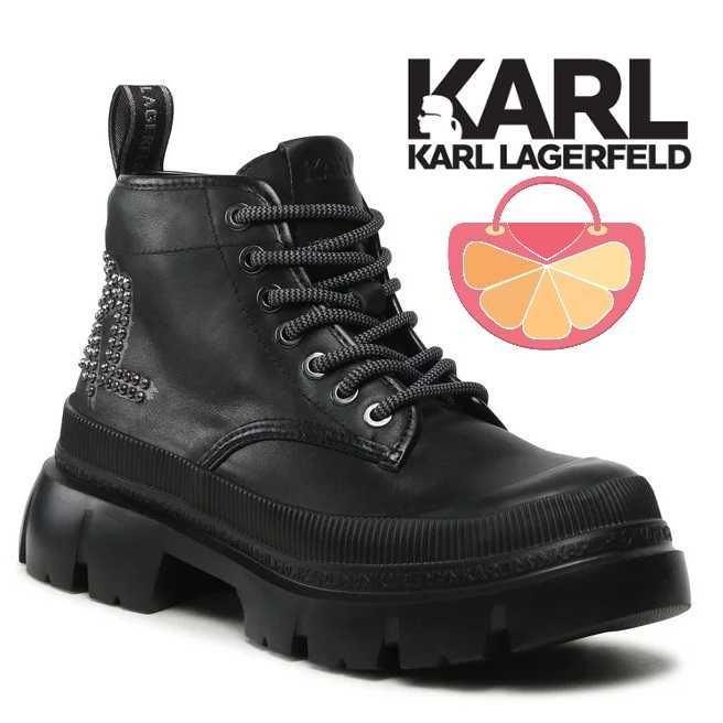 KARL LAGERFELD № 38 – Дамски боти ест кожа с лого на капси нови кутия