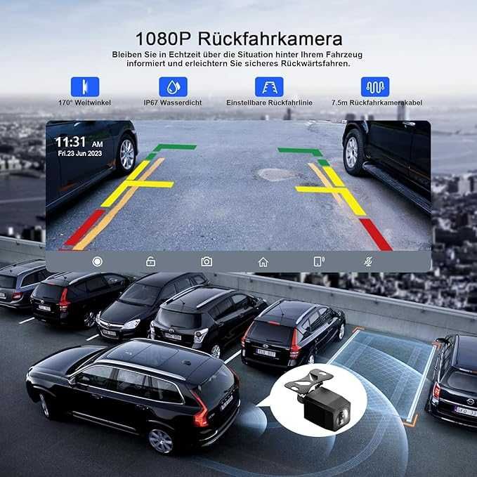 CarPlay wireless cu cameră video pentru marșarier, ecran de 9,26 inch