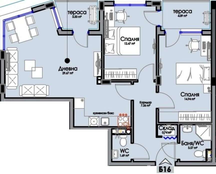 Продава се Тристаен апартамент в Бургас, Изгрев - 104 кв.м за 1406 €/кв.м - Снимка #2