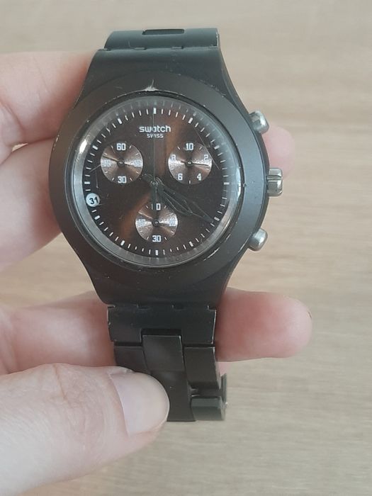 Ceas Swatch Irony Chrono Aluminum - Negru/Maro - Cronograf & Dată