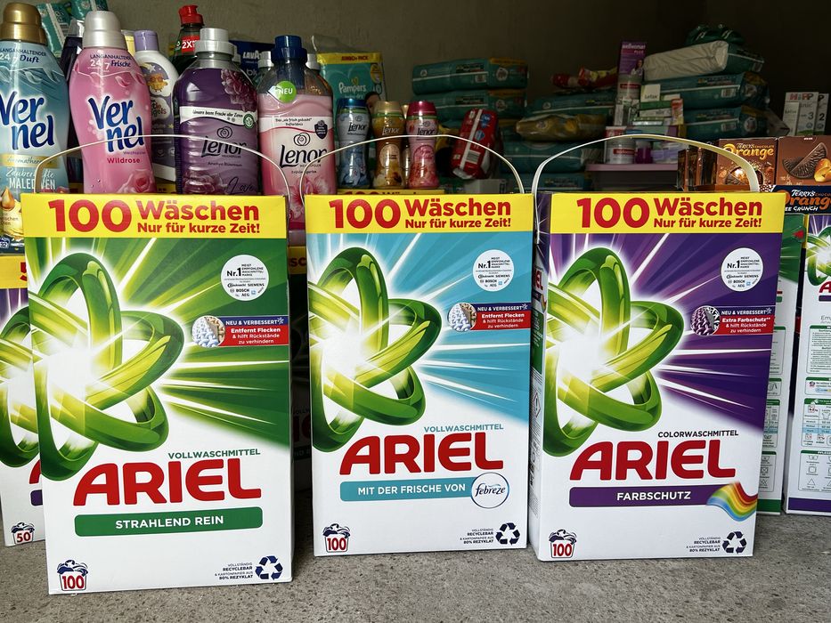 Ariel/Lenor 100 пранета сух в кутия и течен/внос Германия