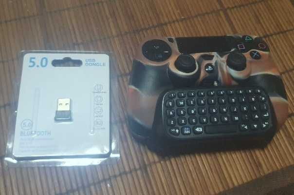 Adaptor Bluetooth NOU plus Controller Maneta Gamepad PS4 Playstation 4 original Sony stare perfecta totul functional + skin husa protectie + tastatura