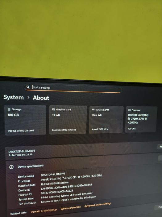 PC i7 7700HQ 16GB RAM