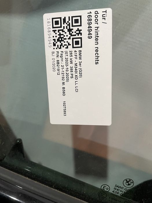 Bmw Seria 3 G20 Usa Usi Dreapta fata spate complete negru 475