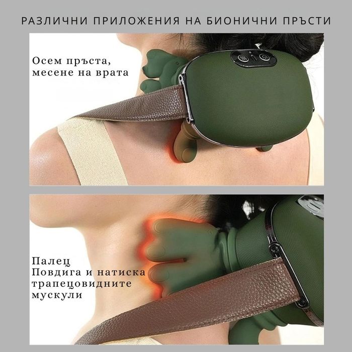 Масажор за врат и рамене с топлина, USB зареждане - 4D масаж