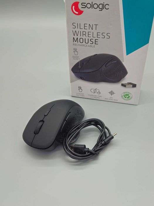 Топ цена!Безшумна безжична мишка Sologic, презареждаема, 6 бутона!