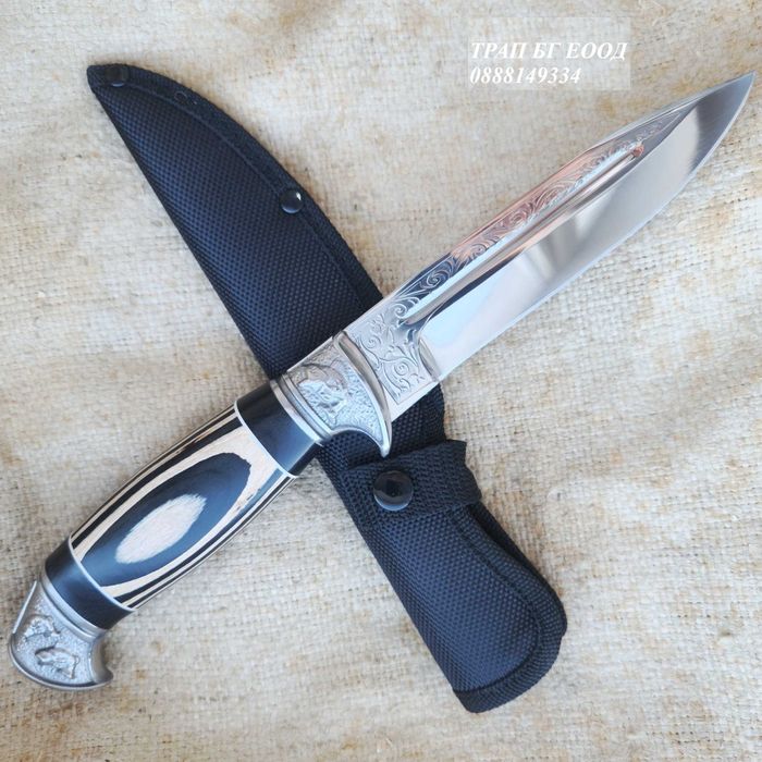 Ловен/туристически нож 28 см с метален гард и кания HTW30