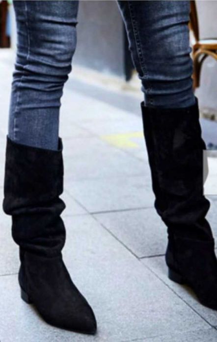 Cizme lungi piele intoarsa