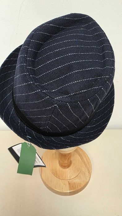 Pălărie Zylioo Trilby Fedora cu lână, 60 cm XL – bleumarin cu dungi