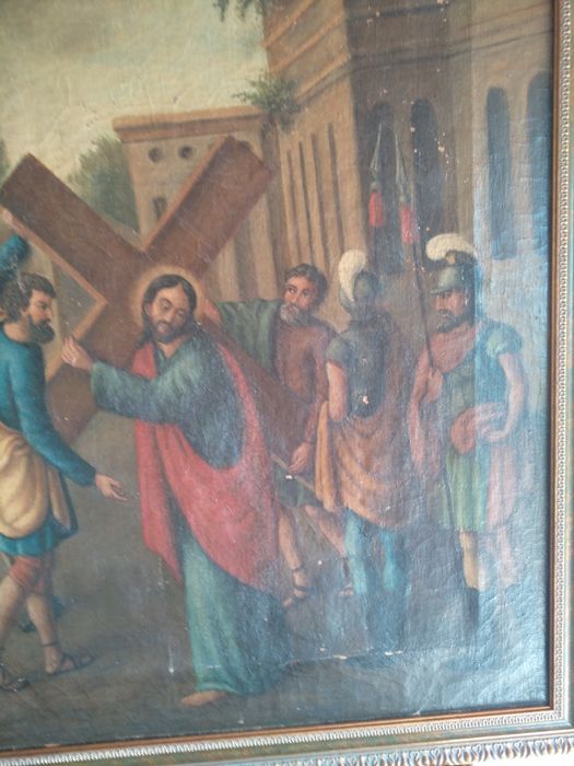 Продавам огромна картина масло върху платно 18 век Витлеемска сцена