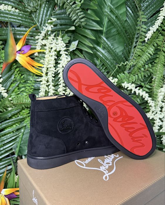 Christian Louboutin High Suede Black Spikes