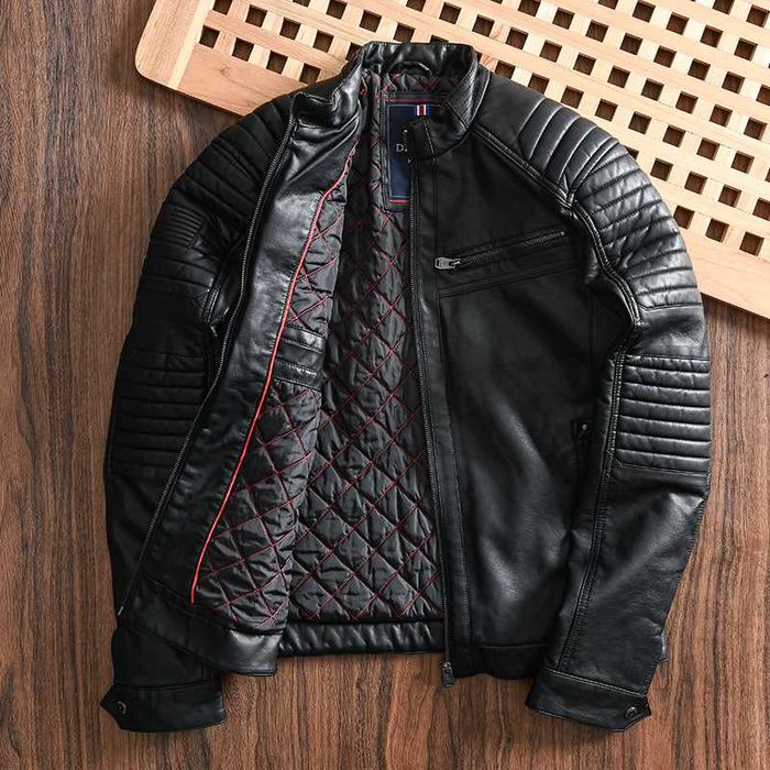 Кожаная куртка, мужская, DIVERSE JACKBLACK в байкерском стиле [M/L/XL]