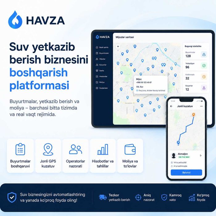 Suv yetkazib berish biznesi uchun dastur CRM