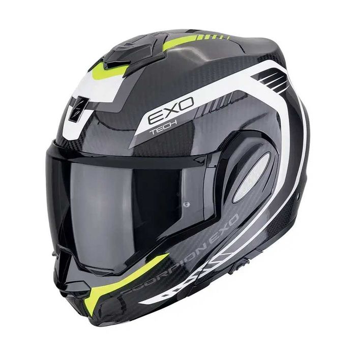 Модуларна Каска - Scorpion Exo-Tech Evo Carbon Cosy Black-Neon yellow