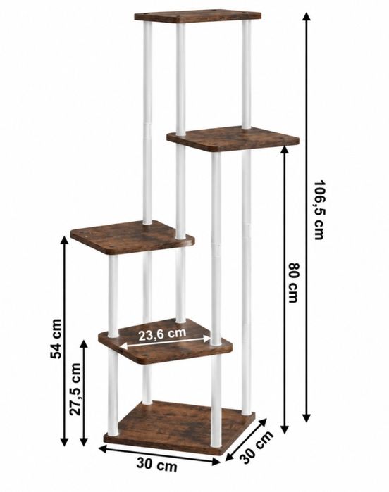 Suport Adite ghivece flori/ plante, metal alb si lemn, inaltime 1,06 m, nou sigilat in ambalajul original