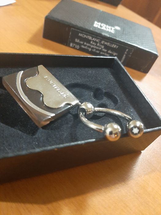 Breloc MONT BLANC, placat cu argint, baga, made in Germany,  breloc MONT BLANC translucid