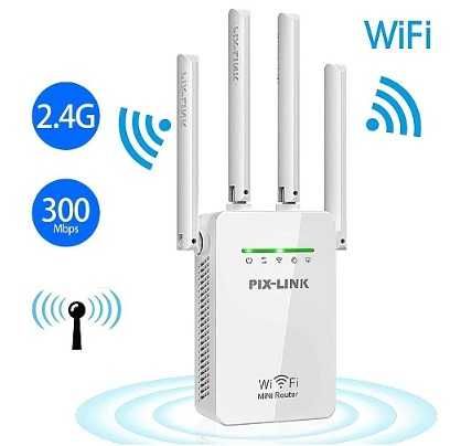 Мощен wi-fi усилвател за безжичен интернет с 4 антени 300mb/s