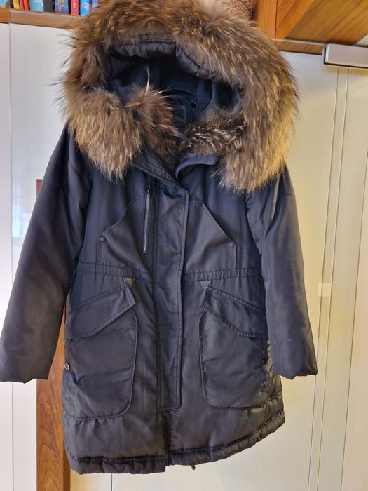 Дамска пухена парка р-р "M" с естествен косъм