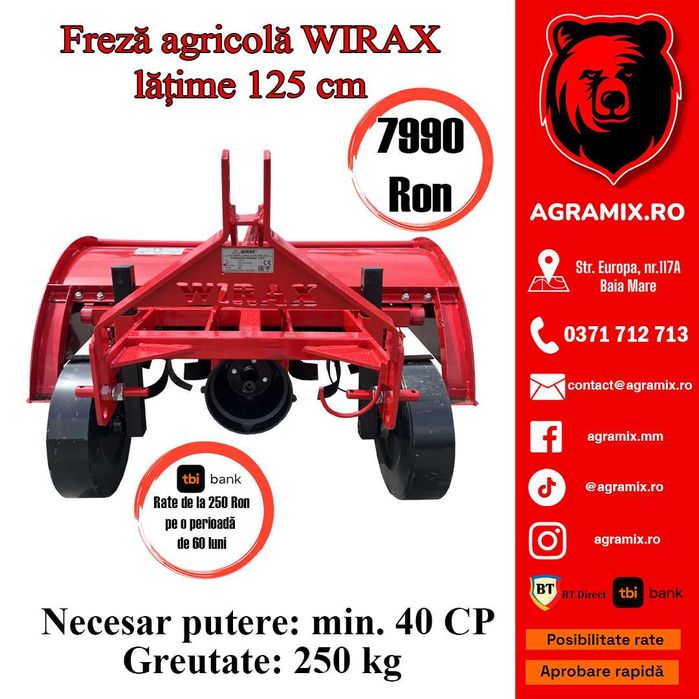 Freza agricola Wirax 1.25 m noua Polonia