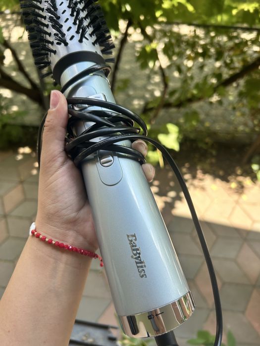 Perie rotativa BaByliss Hydro Fusion Big Hair AS773E, 700W, Tehnologie Ionica cu Plasma, 2 viteze, 2 trepte de temparatura, Bleu