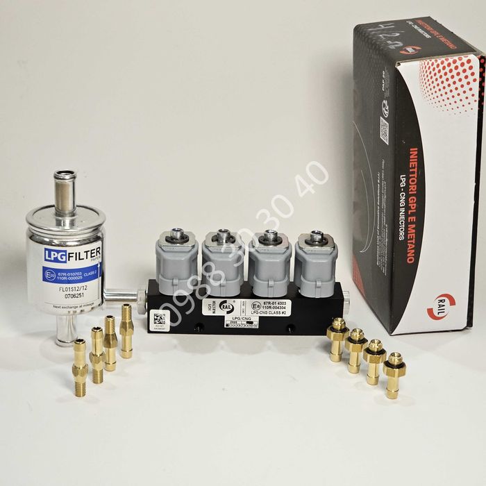 Нови! Италиански инжектори Rail 2 Ohm  4 цил. + филтър gazov injekcion