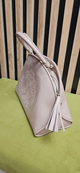 Geanta de mana cu manere, Cavalli Class, culoare pudra, nou, nepurtat