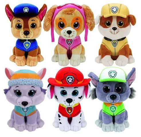 Плюшена играчка Пес Патрул "Стъклени очи" Скай, Рабъл Чейс Маршал и др