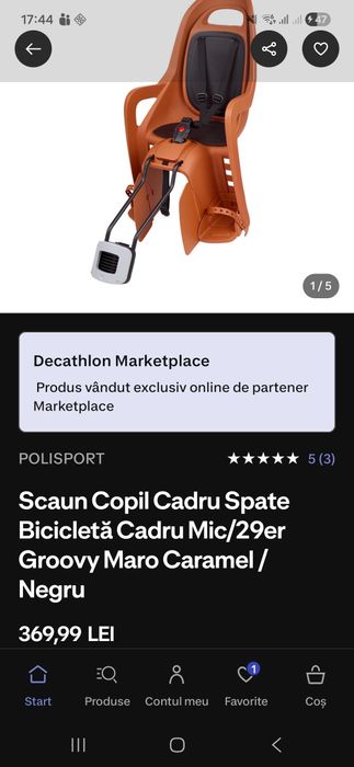 Scaun copil cadru spate bicicleta Decathlon / Btwin