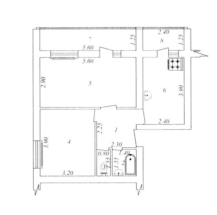 2.4.4 на Дархане (Новомосковская) 76-серия (60 кв.м)