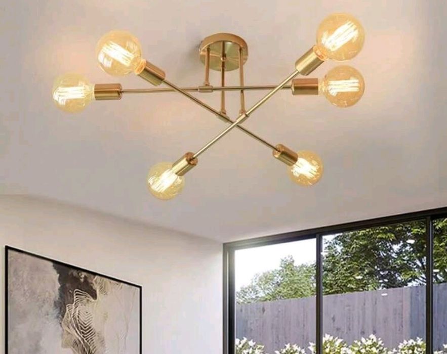 Candelabru auriu cu 6 becuri